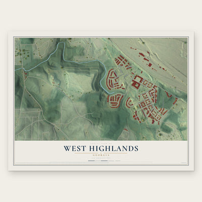West Highlands, Georgia map print, the full design