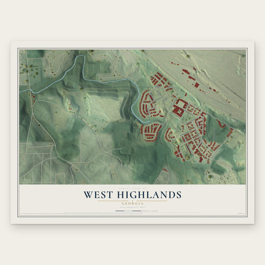 West Highlands, Georgia map print, the full design