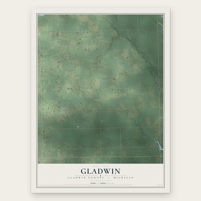 Gladwin, Gladwin County, Michigan map print, the full design