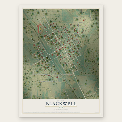 Blackwell, Texas map print, the full design