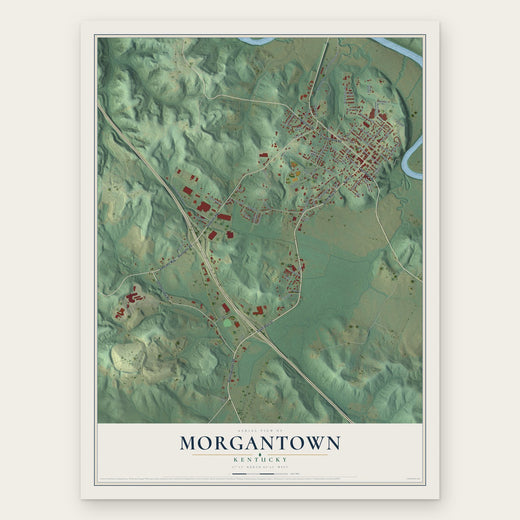 Morgantown, Kentucky map print, the full design