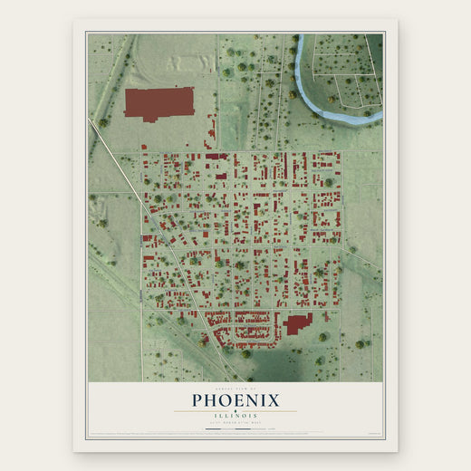 Phoenix, Illinois map print, the full design