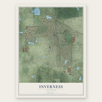 Inverness, Illinois map print, the full design