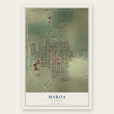 Maroa, Illinois map print, the full design