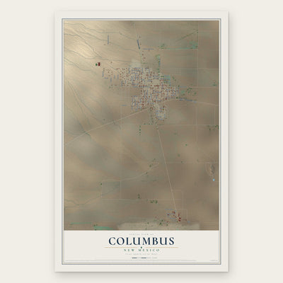 Columbus, New Mexico map print, the full design