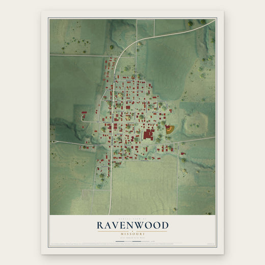 Ravenwood, Missouri map print, the full design