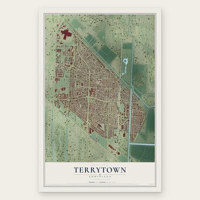 Terrytown, Louisiana map print, the full design