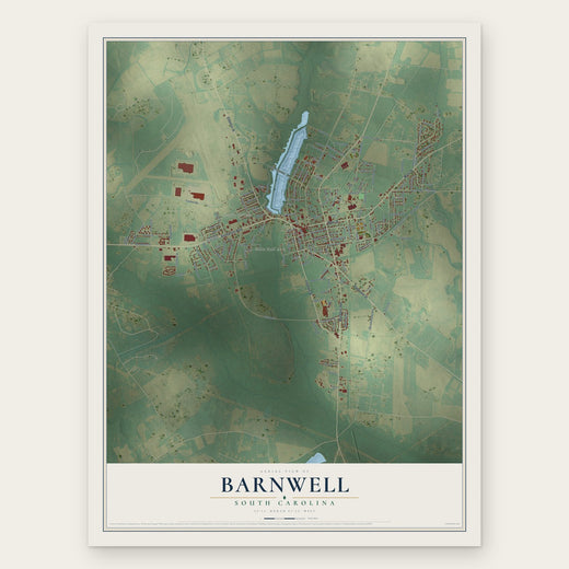 Barnwell, South Carolina map print, the full design