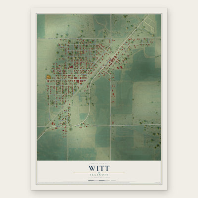 Witt, Illinois map print, the full design