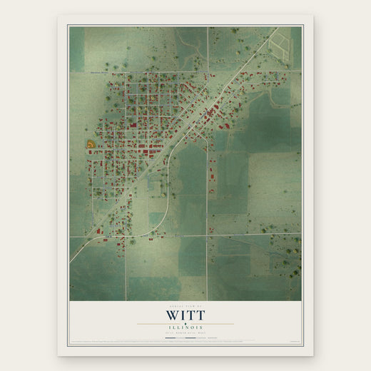 Witt, Illinois map print, the full design