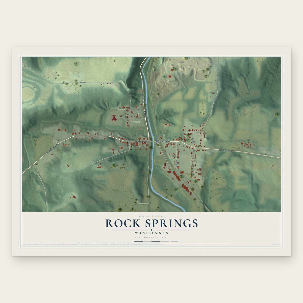 Rock Springs, Wisconsin map print, the full design