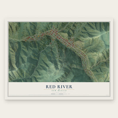 Red River, New Mexico map print, the full design