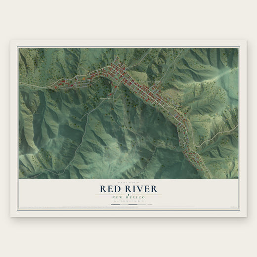 Red River, New Mexico map print, the full design