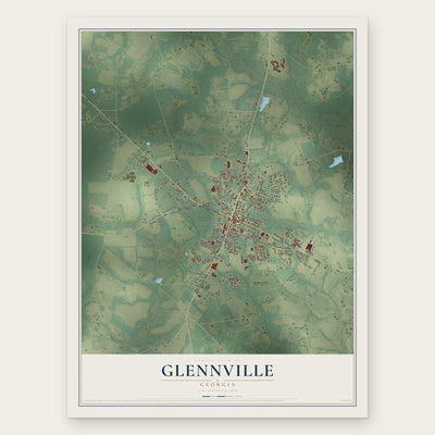 Glennville, Georgia map print, the full design