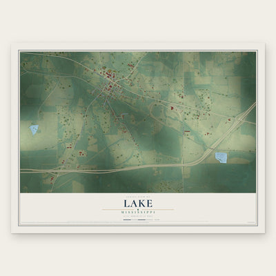 Lake, Mississippi map print, the full design