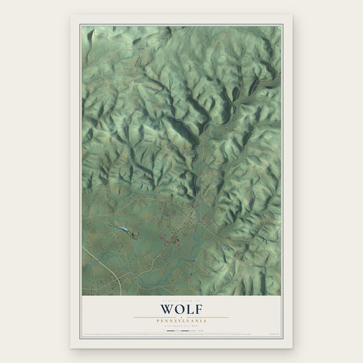 Wolf, Pennsylvania map print, the full design