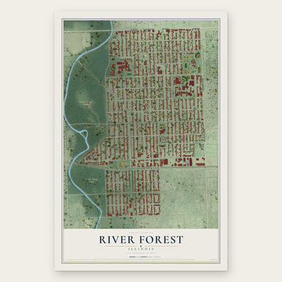 River Forest, Illinois map print, the full design
