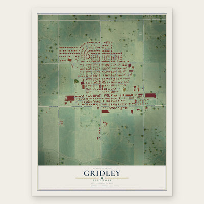 Gridley, Illinois map print, the full design