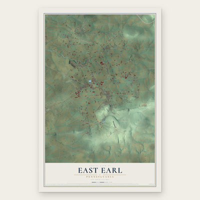 East Earl, Pennsylvania map print, the full design