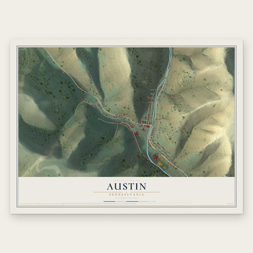 Austin, Pennsylvania map print, the full design