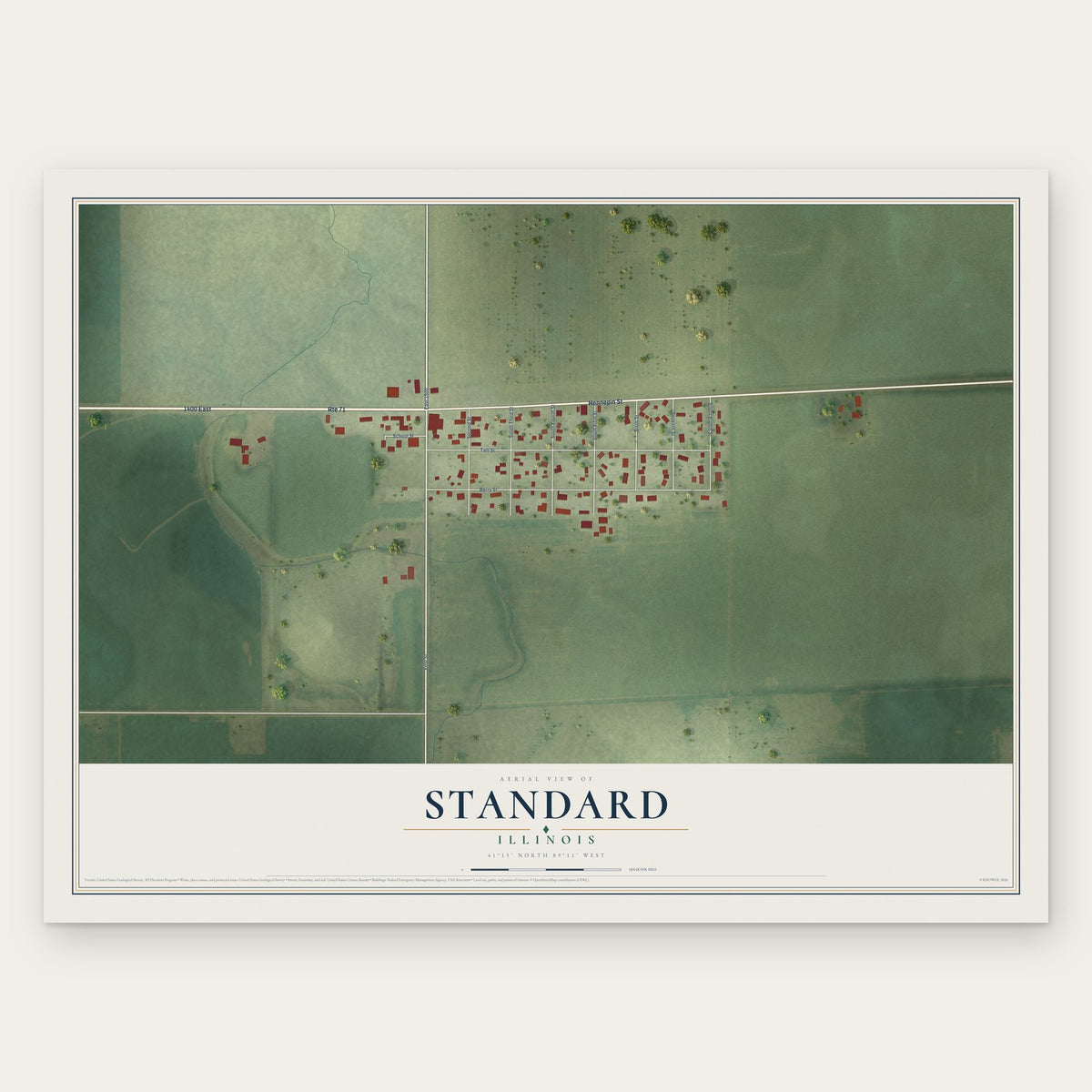 Standard, Illinois map print, the full design