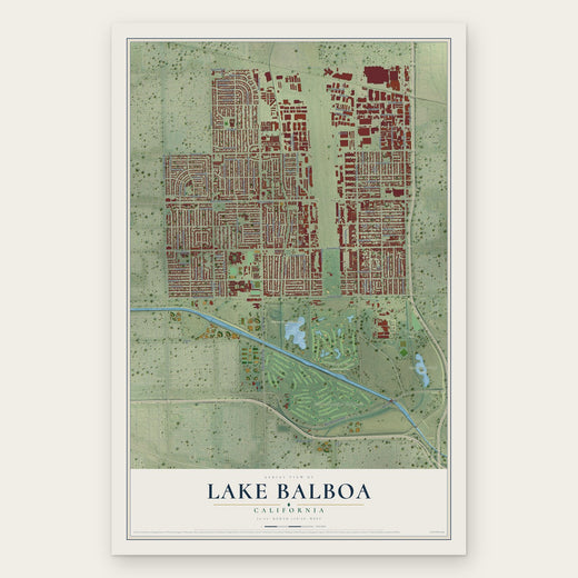 Lake Balboa, California map print, the full design