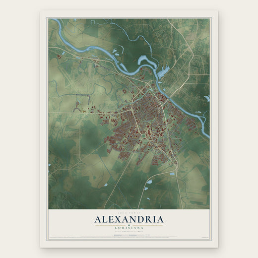 Alexandria, Louisiana map print, the full design