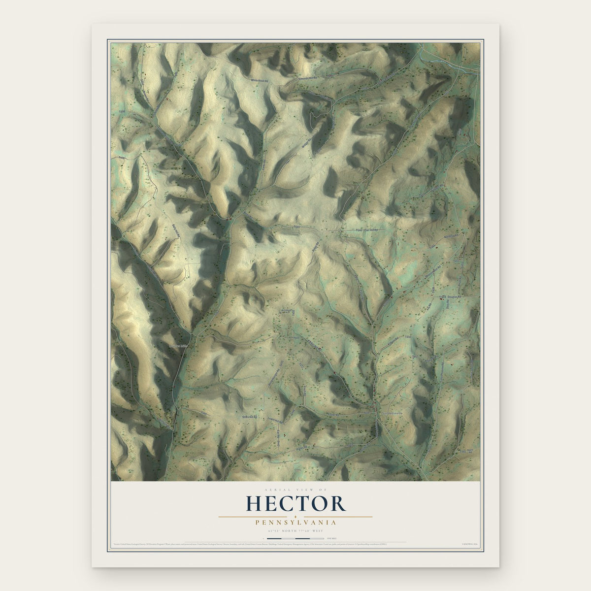 Hector, Pennsylvania map print, the full design