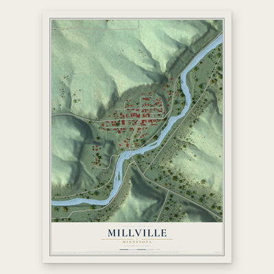 Millville, Minnesota map print, the full design