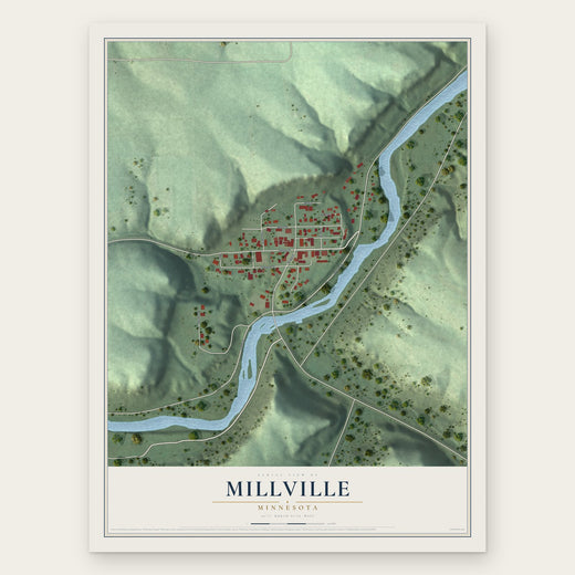 Millville, Minnesota map print, the full design