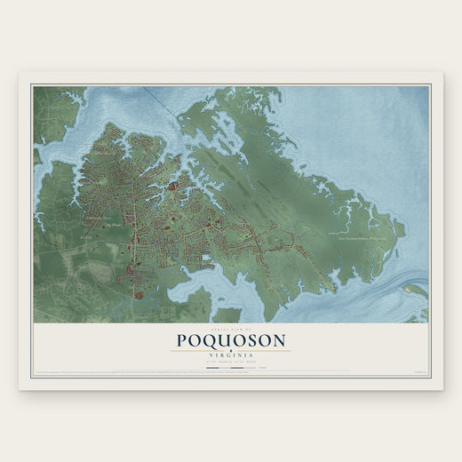 Poquoson, Virginia map print, the full design