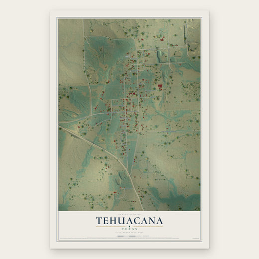 Tehuacana, Texas map print, the full design