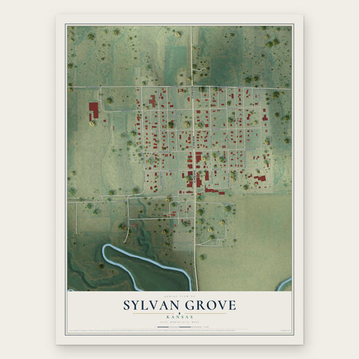 Sylvan Grove, Kansas map print, the full design