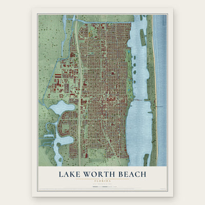 Lake Worth Beach, Florida map print, the full design