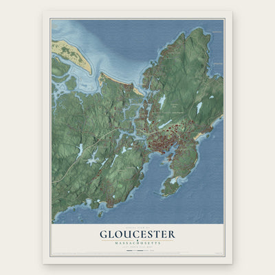 Gloucester, Massachusetts map print, the full design