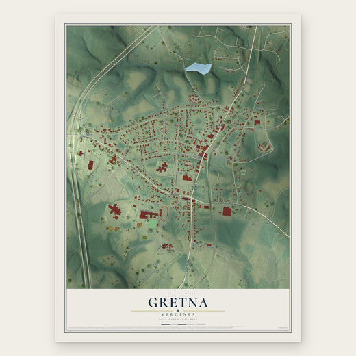 Gretna, Virginia map print, the full design