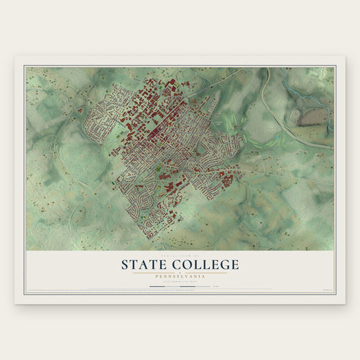 State College, Pennsylvania map print, the full design