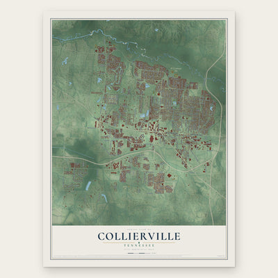 Collierville, Tennessee map print, the full design