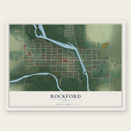 Rockford, Iowa map print, the full design