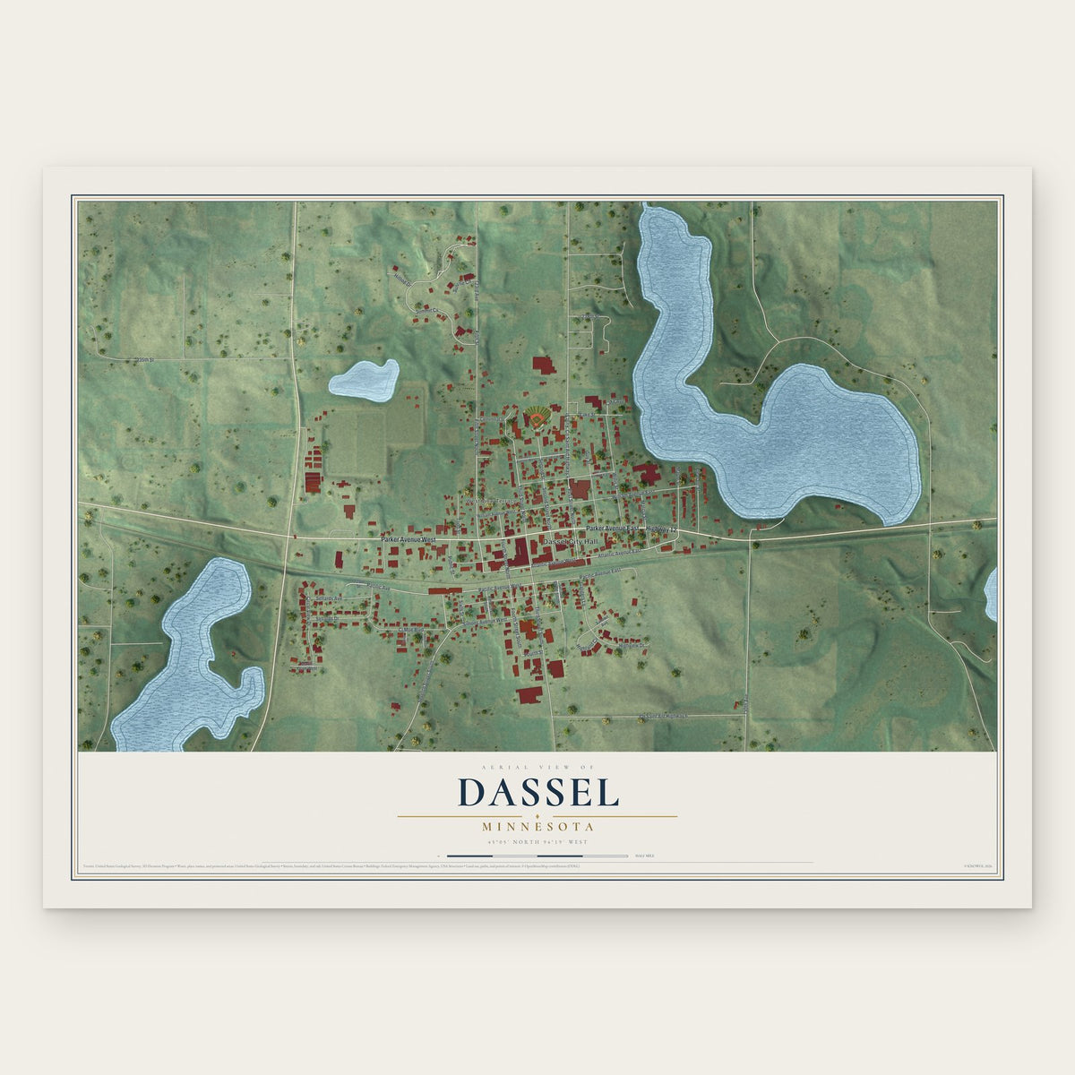 Dassel, Minnesota map print, the full design