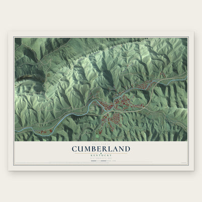 Cumberland, Kentucky map print, the full design