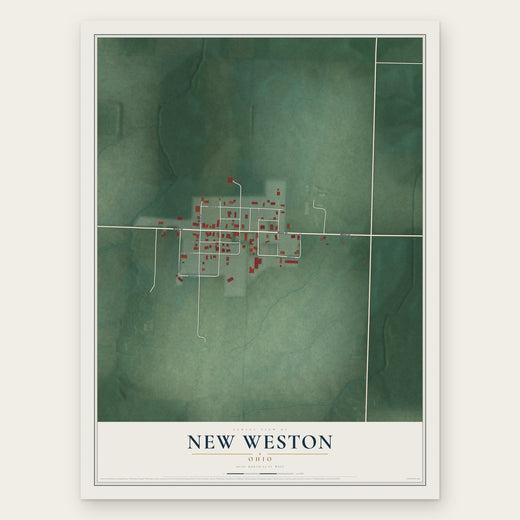 New Weston, Ohio map print, the full design