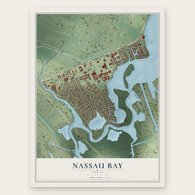 Nassau Bay, Texas map print, the full design