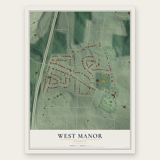 West Manor, Georgia map print, the full design