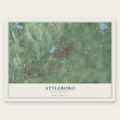 Attleboro, Massachusetts map print, the full design