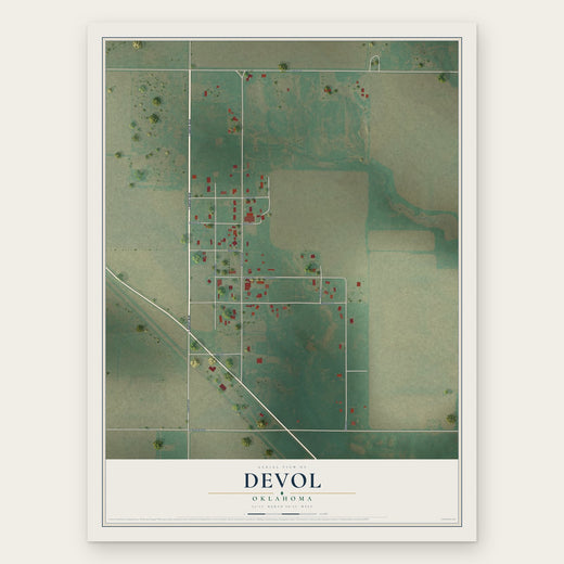 Devol, Oklahoma map print, the full design