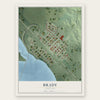 Brady, Nebraska map print, the full design