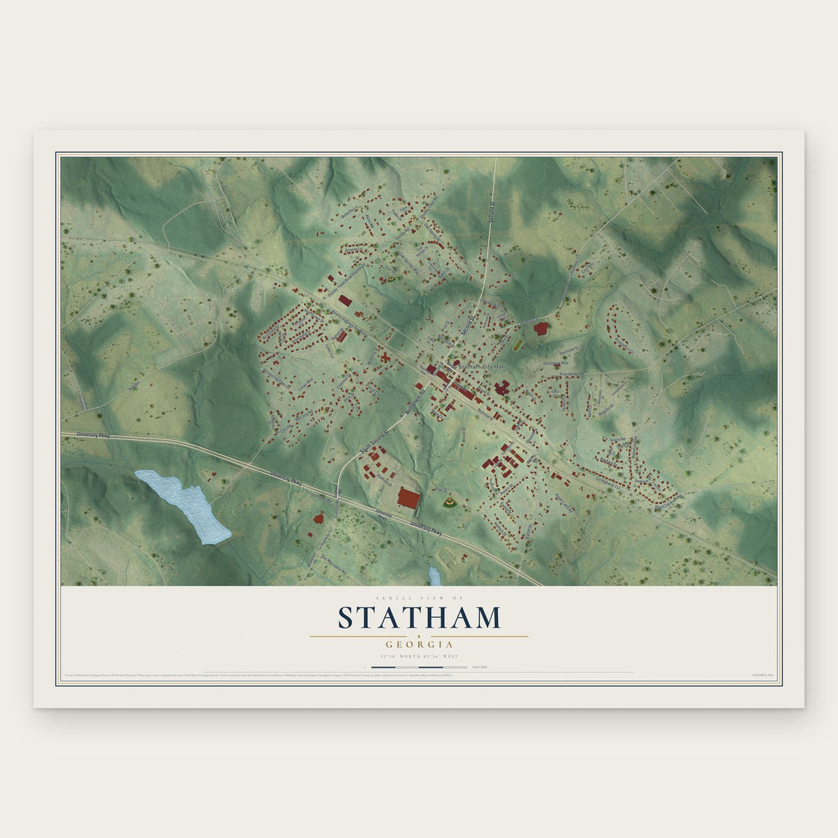 Statham, Georgia map print, the full design