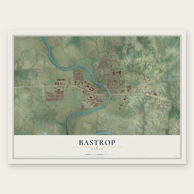 Bastrop, Texas map print, the full design