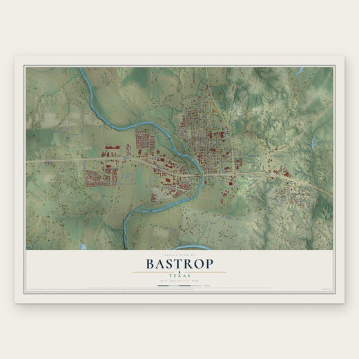 Bastrop, Texas map print, the full design